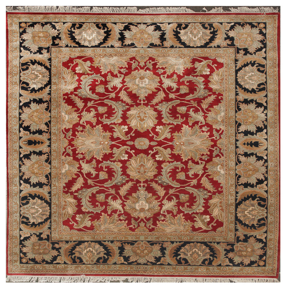 Agra Lucille Traditional Red and Rust Floral Hand Knotted Rug 8'x10'