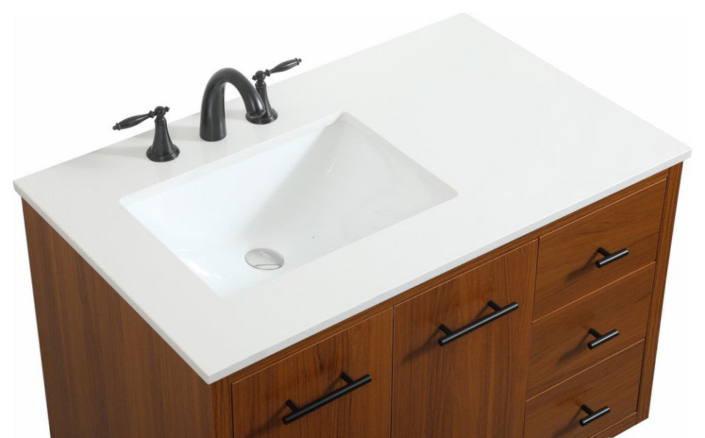 Home Living 22" Midcentury Modern Teak-Light Bathroom Vanity
