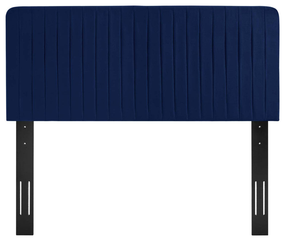 Milenna Channel Tufted Performance Velvet Full/Queen Headboard Navy