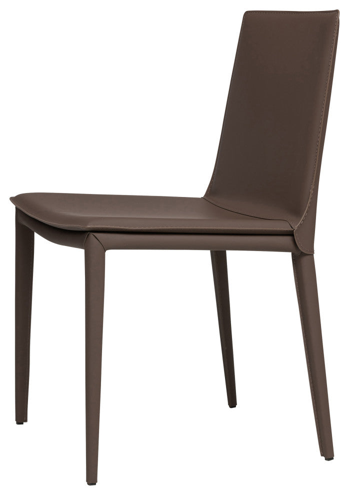 Elite Living Hilton (Set of 2) Modern Leather Upholstered Dining Chair, Brown