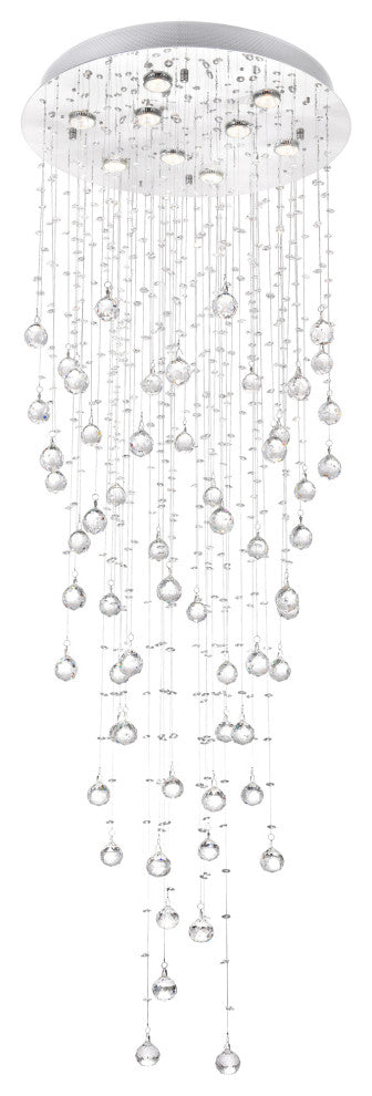 Rain Drop 9 Light Flush Mount With Chrome Finish