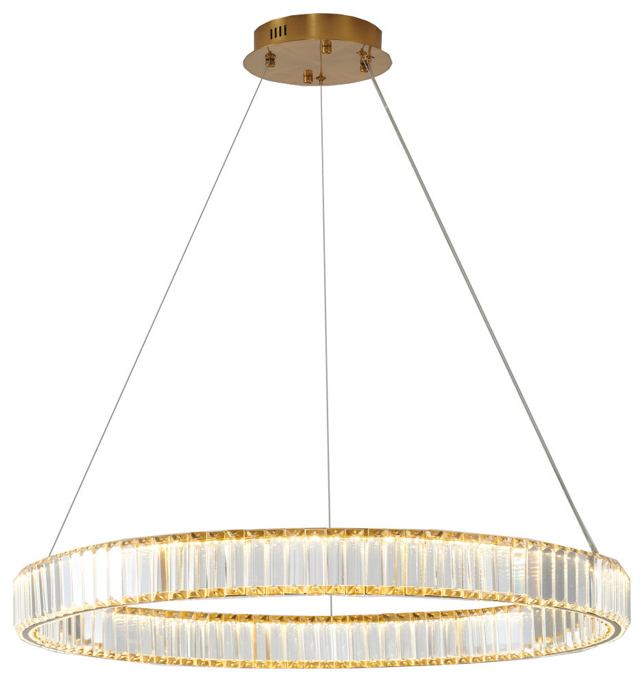 Clear Crystal Halo Chandelier With Gold Hardware
