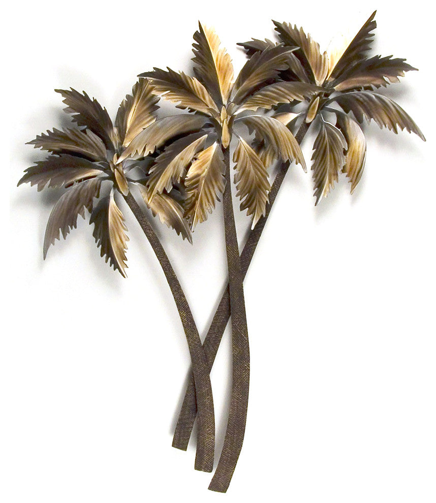 Coastal Home Decor 'Palasari  Palms Triple' - SST Steel Beach Palm Trees Art