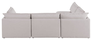 Mackenzie Linen Textured Fabric 4-Piece Modular L-Shaped Sectional, Beige