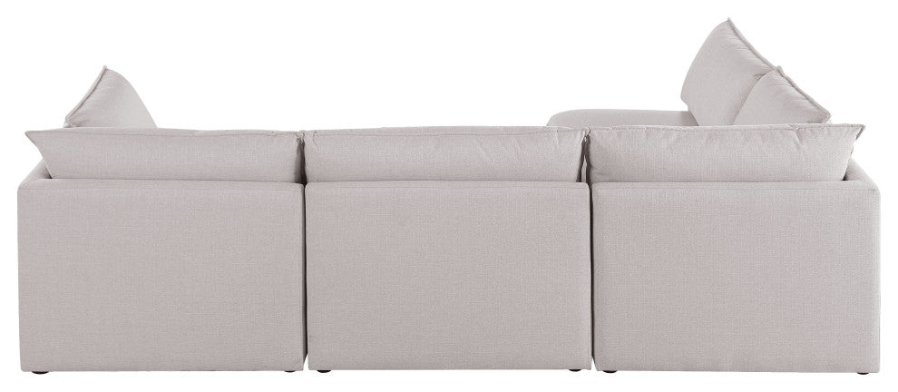 Mackenzie Linen Textured Fabric 4-Piece Modular L-Shaped Sectional, Beige