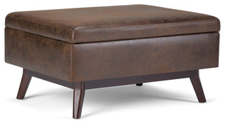 Owen Coffee Table Storage Ottoman, Distressed Chestnut Brown