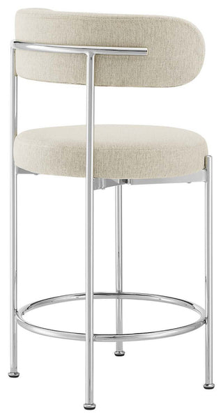 Albie Fabric Counter Stools - Set of 2 - Beige Silver