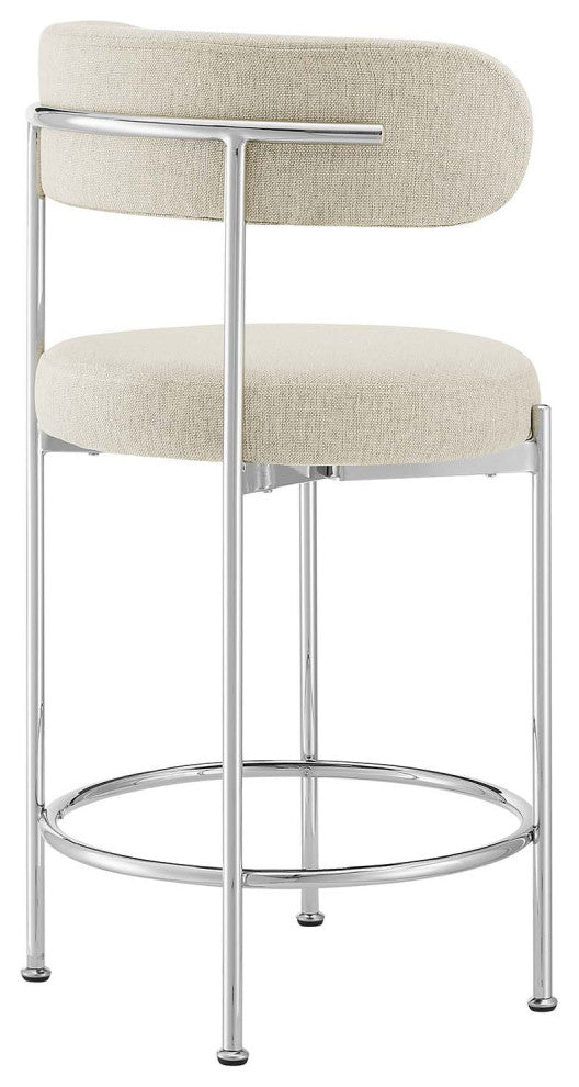 Albie Fabric Counter Stools - Set of 2 - Beige Silver