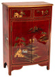Red Lacquer Half-Round Cabinet Landscape