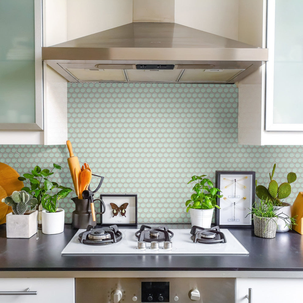 Hudson 1" Hex Light Green Porcelain Floor and Wall Tile
