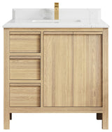 Elizabeth Oak 36" Center Sink Vanity, White 1.5" Empira Quartz