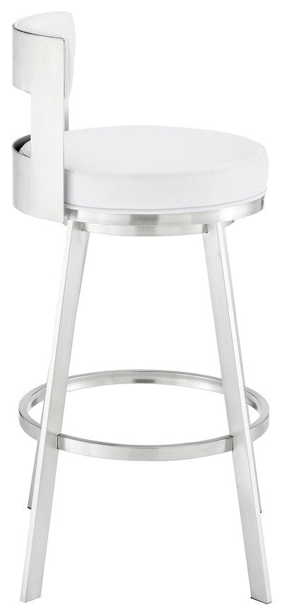 Flynn Swivel Counter or Bar Stool in Faux Leather and Metal