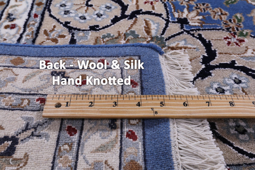 Hand Knotted Wool and Silk Persian Nain Rug 8' 1" X 10' 0" Q11648