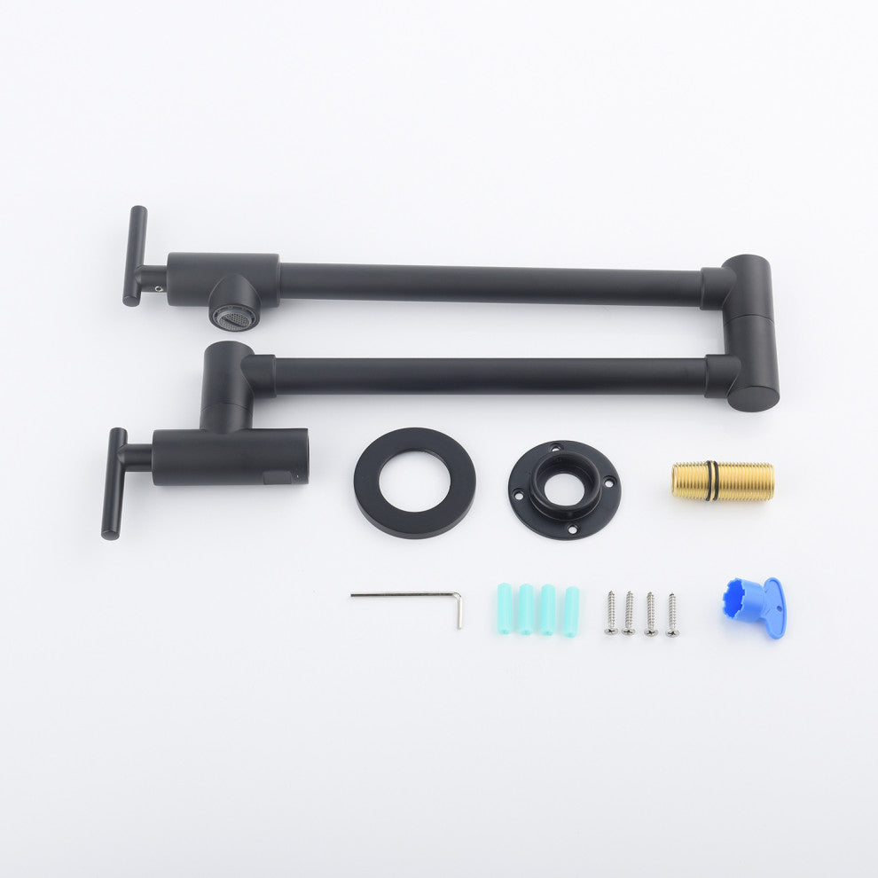 Wellfor Pot Filler Faucet Wall Mount, 4 GPM Flow Rate, Matte Black
