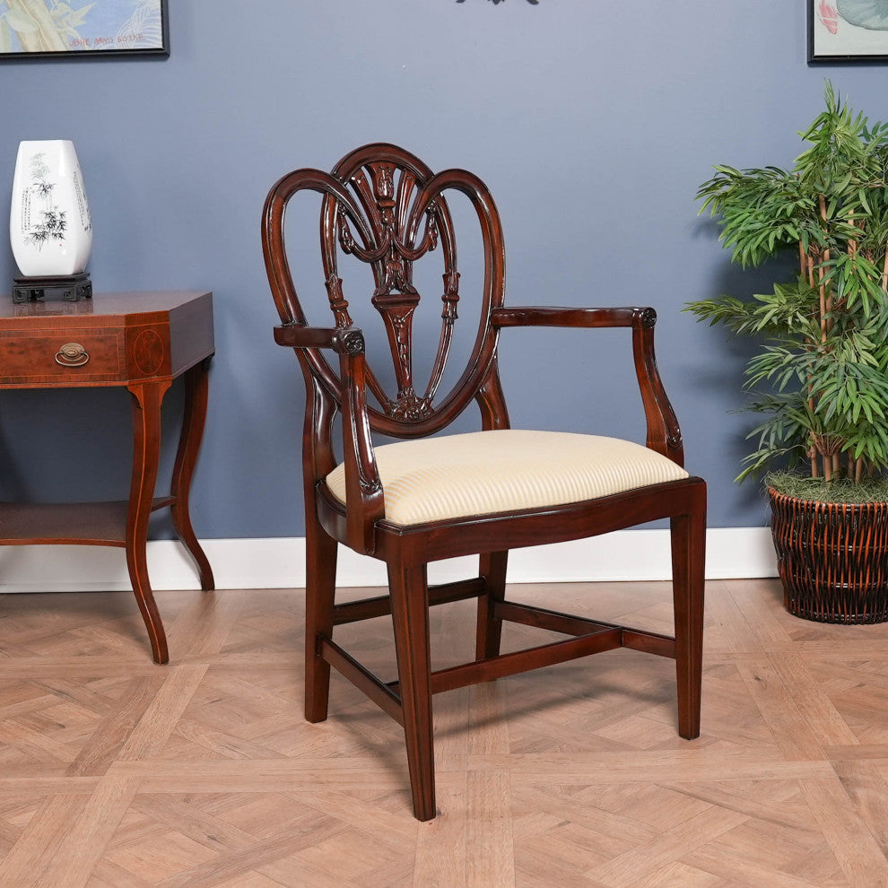 Carved Shield Back Arm Chair