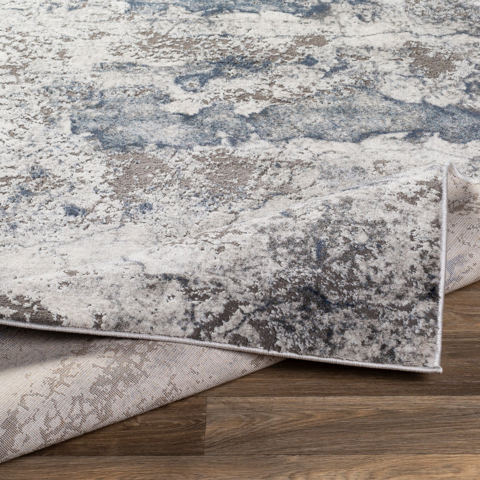 Surya Tibetan TBT-2318 9'x12'4" Rug, Navy/Denim/Light Gray/White