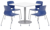 Olio Designs Square 36in Lola Dining Set - White Table - Navy Chairs