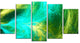 Green Mystic Psychedelic Design, Contemporary Art on Canvas, 60"x32", 5 Panels