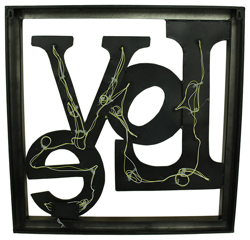 Colorful LED lighted Metal Framed LOVE Wall Sculpture