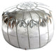 Moroccan Leather Pouf, Silver