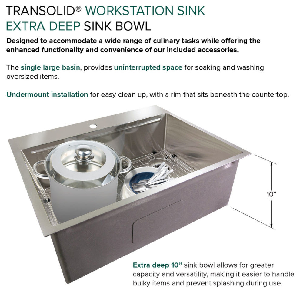 Transolid Kitchen Workstation, 3 Faucet Holes