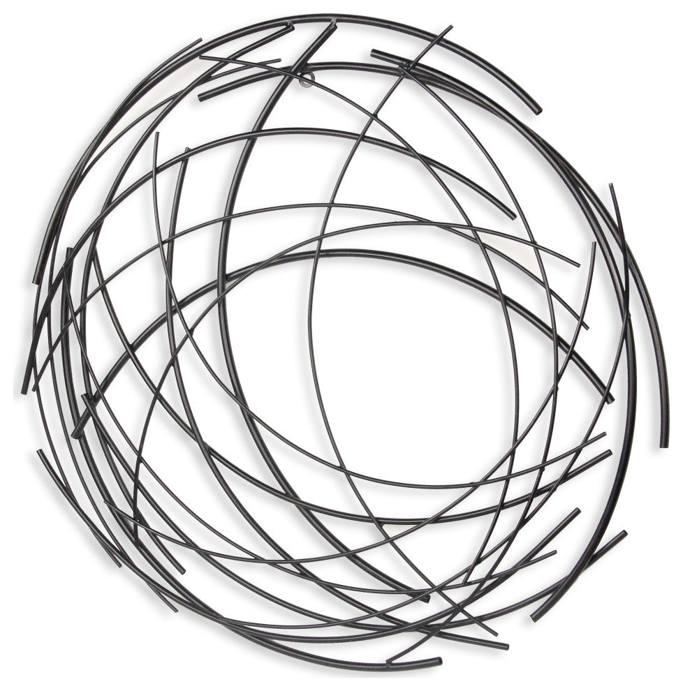 Denine Black Abstract Round Wall Art