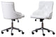 Swivel Office Chair in White Faux Leather with Stainless Steel and Tufted Seat