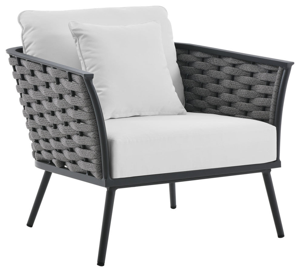 4-Piece Outdoor Patio Aluminum Sectional Sofa Set, Gray/White