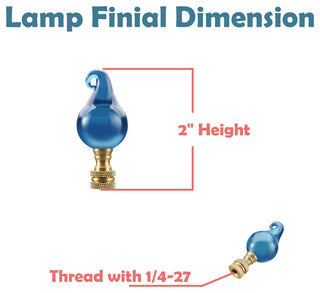 Aspen Creative 24016-12, 2 Pack Blue Glass Lamp Finial in Solid Brass Finish