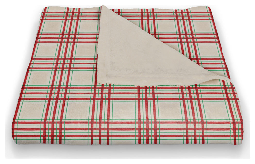 Painted Christmas Plaid 3 50x60 Coral Fleece Blanket