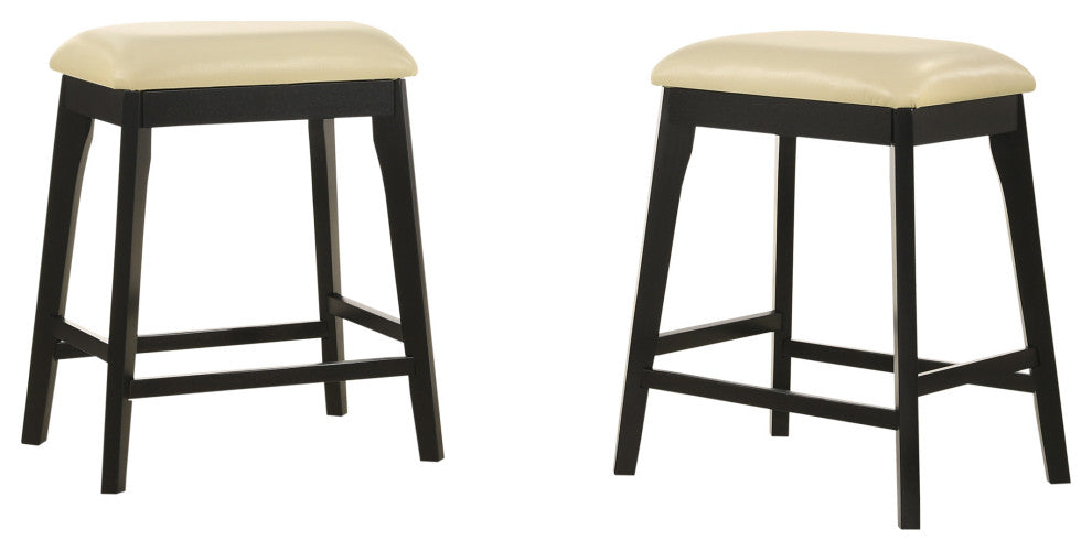 Mirabelle 25 In Upholstered Counter Stool Set of 2, Cream/Espresso