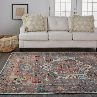 Weave & Wander Prescott Machine Washable Area Rug, Gray/Multi, 7'10"x9'10"