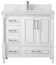 Aberdeen 36 Center Sink Bath Vanity in White 2" Calacatta Laza