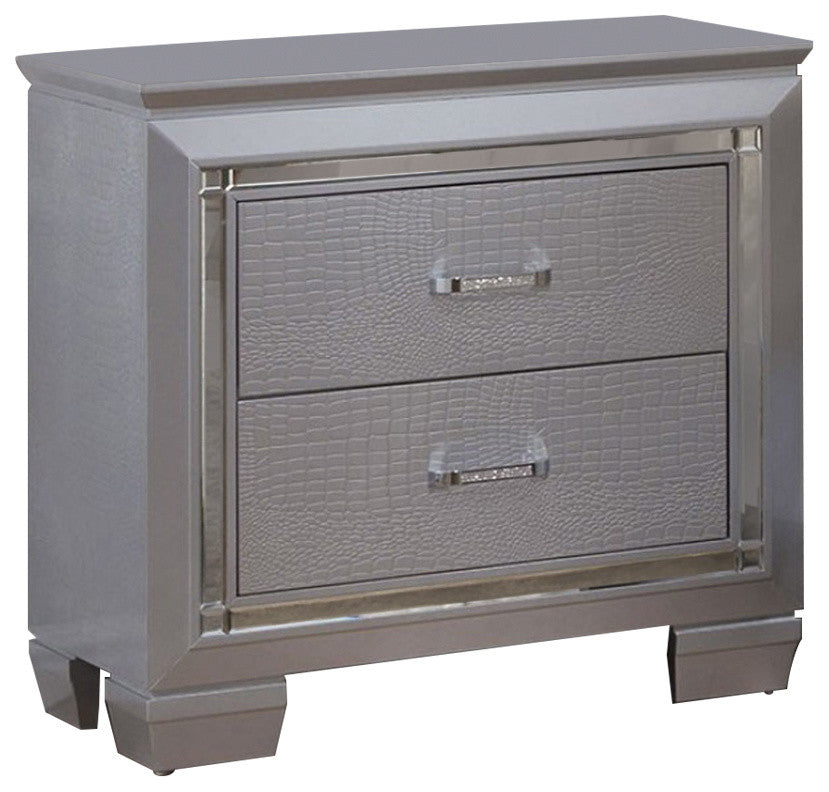 Benzara BM123298 Bellanova Contemporary Night Stand In Silver