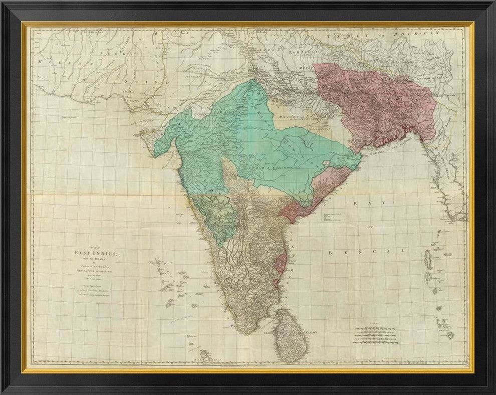 "Composite: East Indies with roads, 1768"  by Thomas Jefferys, 40x32"