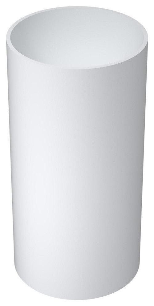 16" Polystone Free-Standing Bathroom Sink, Matte White, No Faucet