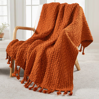 Basket Weave Knit Throw Blanket