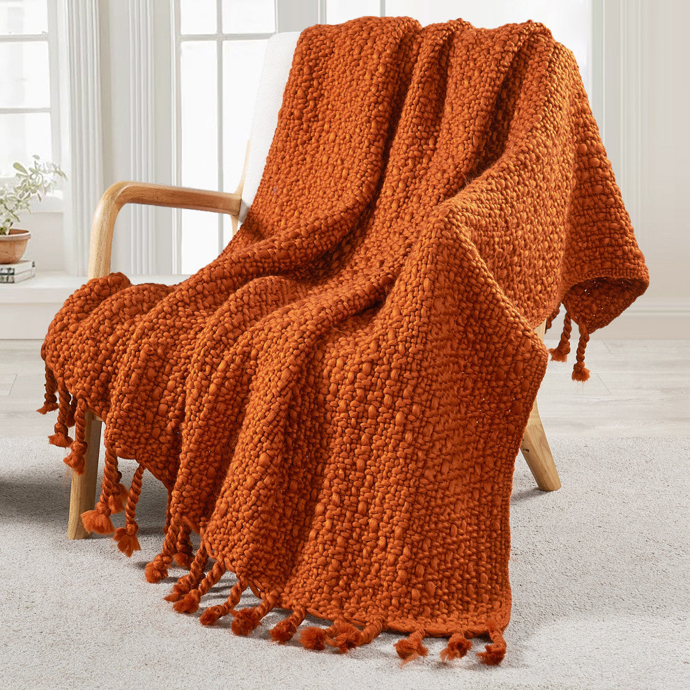 Basket Weave Knit Throw Blanket