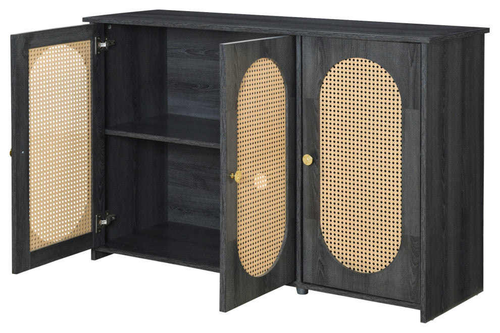 Gewnee  Retro 3-Door Sideboard with Large Storage Space, Antique Black