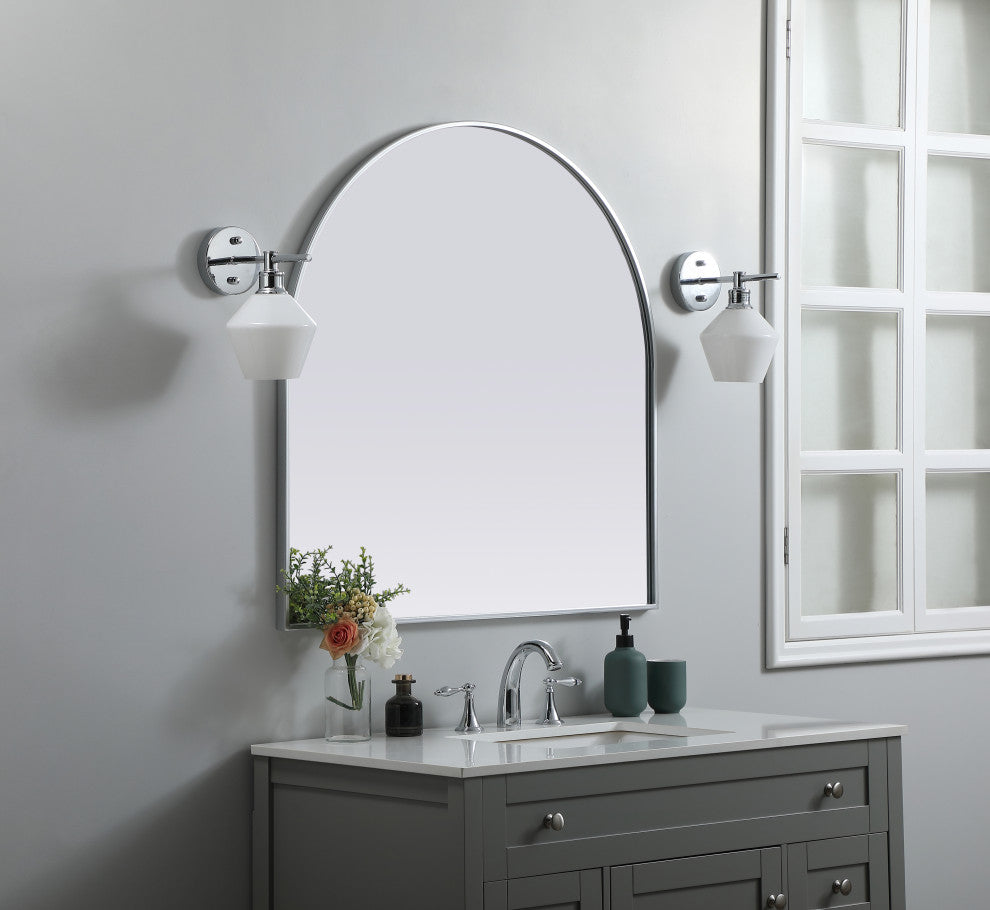 Metal Frame Arch Mirror 36X36 Inch, Silver