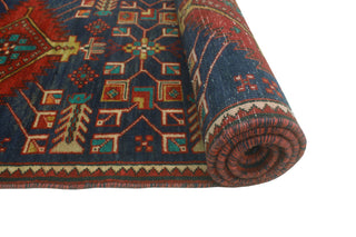 Fine Vintage Distressed Churchil Navy/Red Runner, 2'7x13'9