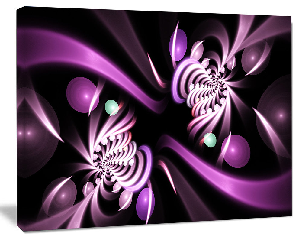 Purple on Black 3D Surreal Art, Floral Canvas Art Print, 40"x30"
