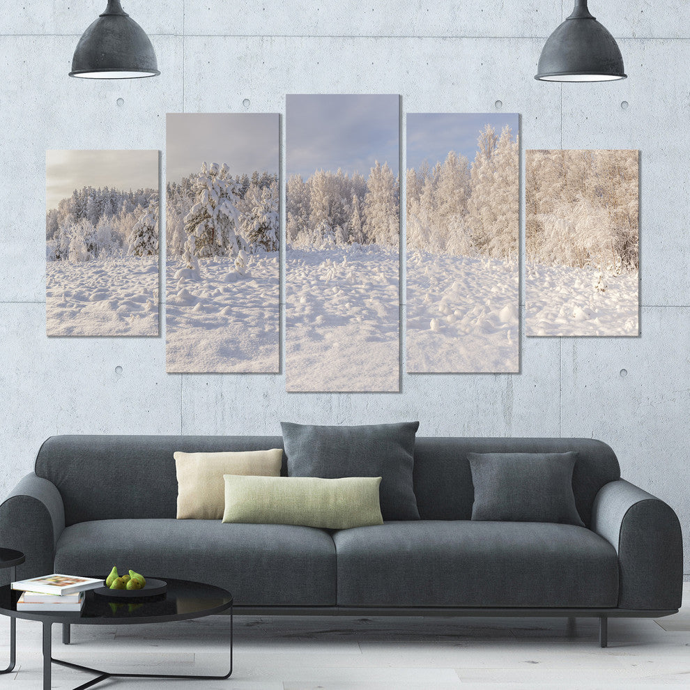 Wood Winter Glade, Landscape Canvas Art Print, 60"x32", 5 Panels