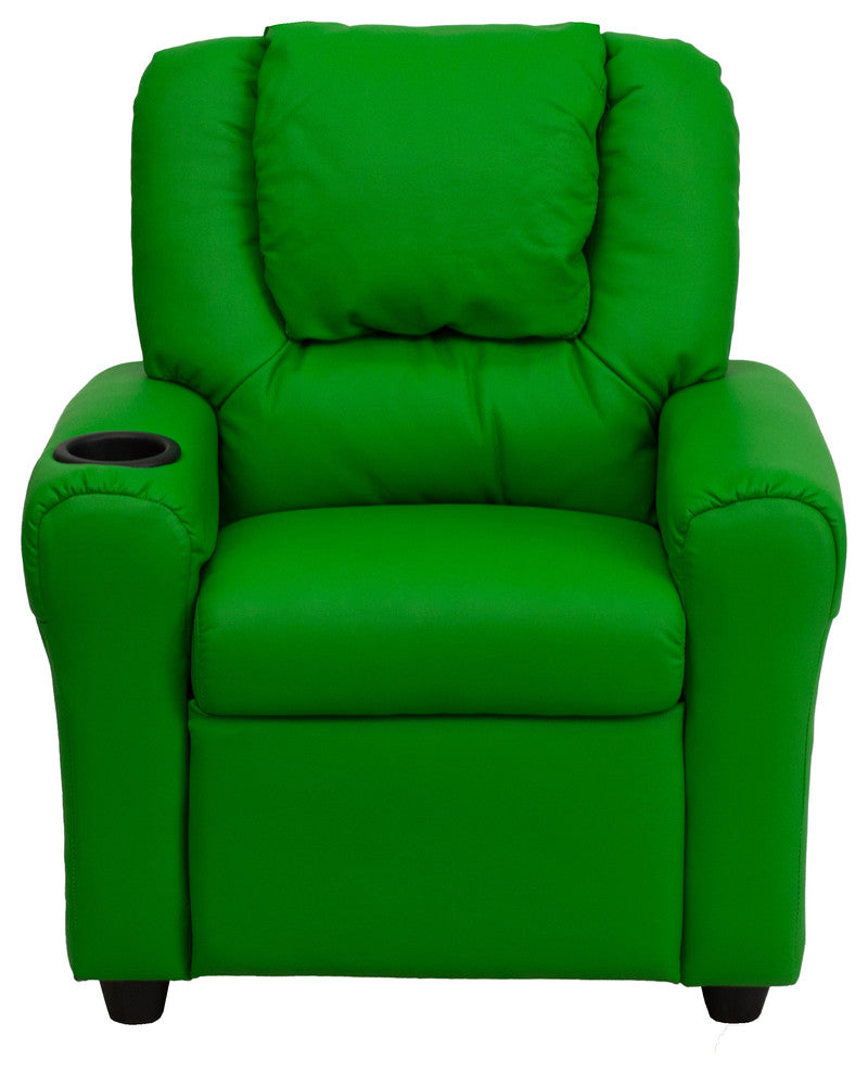 Kids Recliner With Cup Holder And Headrest, Green