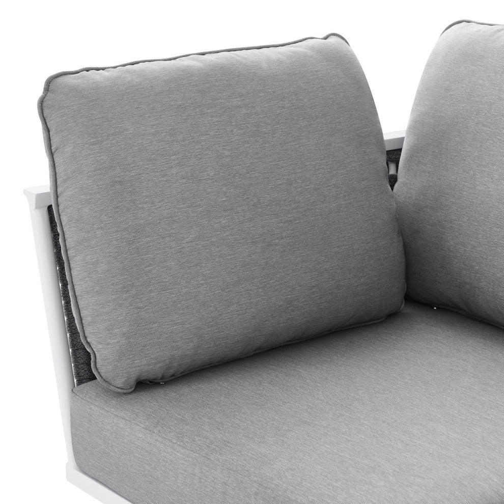 Stance Outdoor Patio Aluminum Corner Chair, White Gray