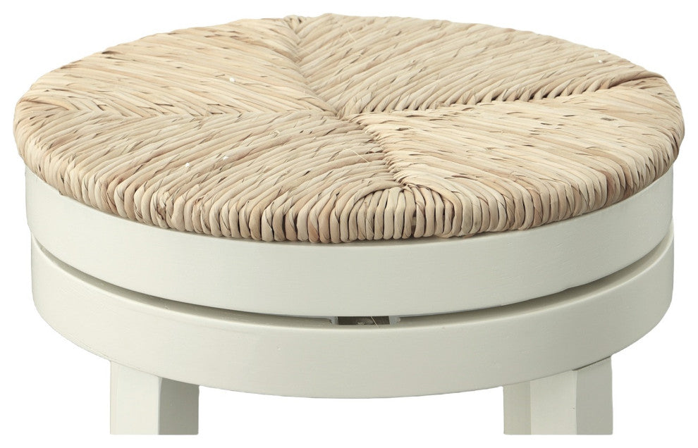 Irving 30" Swivel Rush Seat Bar Stool, Antique White
