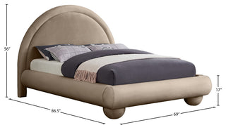 Madrid Upholstered Bed, Taupe, Full, Velvet