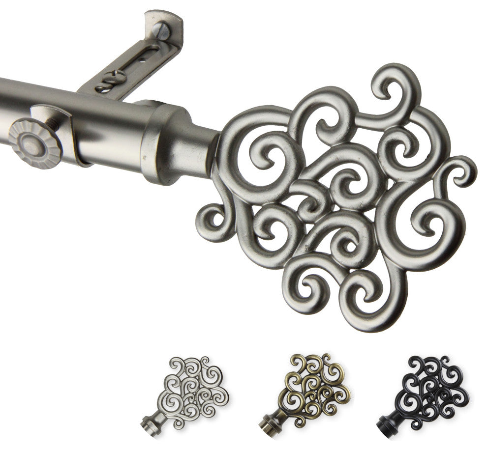 Fabritio 13/16 inch dia. Curtain Rod, Satin Nickel, 120"-170"