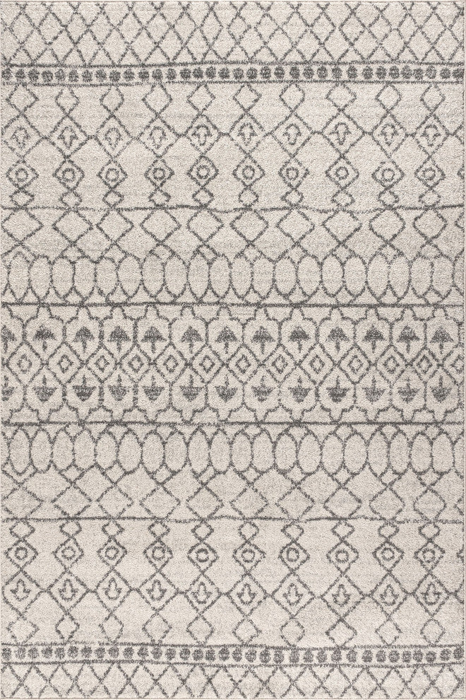 Izil Moroccan Beni Souk Area Rug, Cream/Gray, 3 X 5