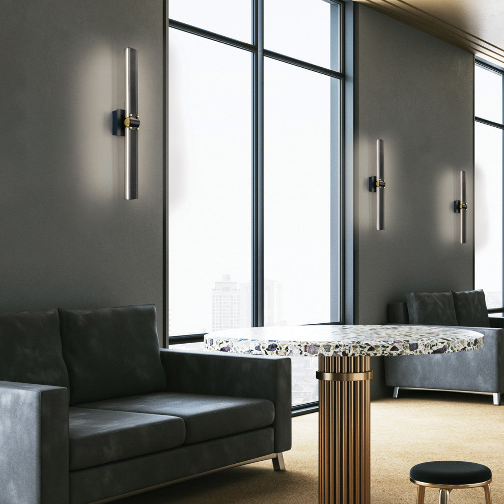 Contemporary Sconce, Matte Black/Gold